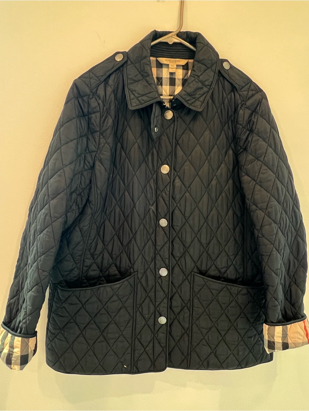Burberry Black Quilted Puffer Jacket with Signature Check Trim